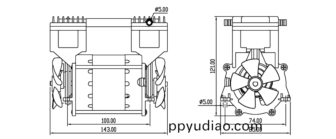 HP-200V活塞真空泵 尺寸圖