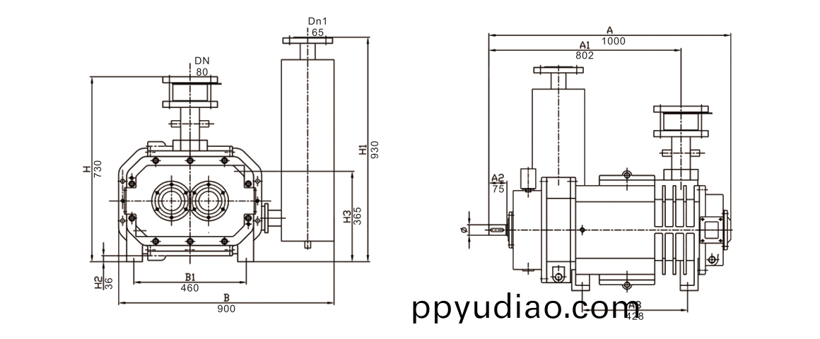 RSP800榦(gan)式螺桿真空(kong)泵 尺寸圖