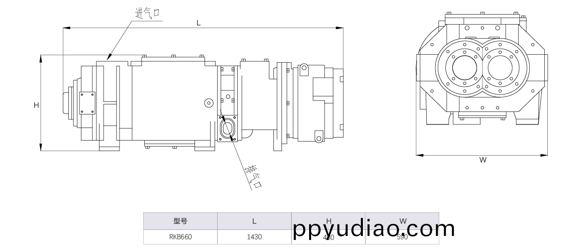 RKB0660榦(gan)式螺桿(gan)真(zhen)空泵 水冷(leng)尺寸圖